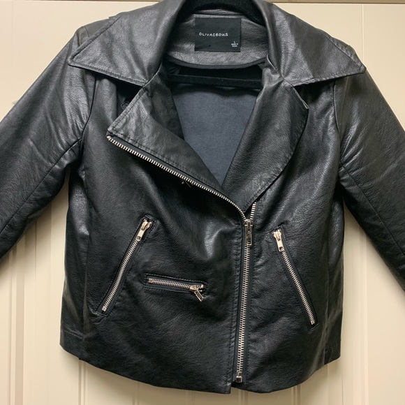 Olivaceous Jackets & Blazers - Olivaceous Leather Jacket with Zippered Detail